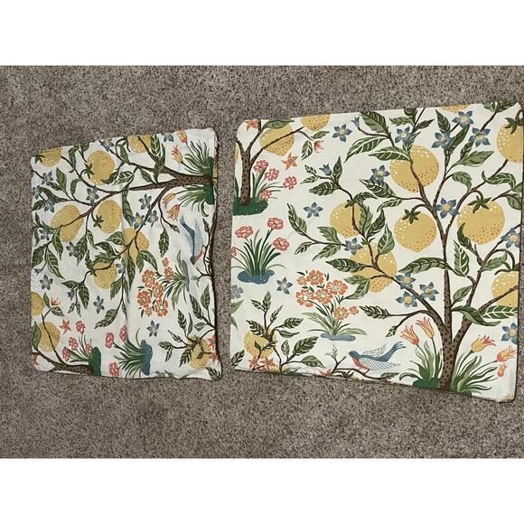 Pair Pier 1 Accent Pillow Cases JOCELYN Lemon Tree Shams Linen Blend - Picture 1 of 5